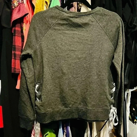 Gray Aerie Sweater with Satin Ribbon Ties on Sides - Picture 2 of 5